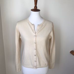 Cashmere Vintage Cream Cardigan Sweater Size Small